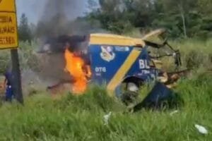 Caos em rodovia após explosão de carro-forte em Piracicaba, SP