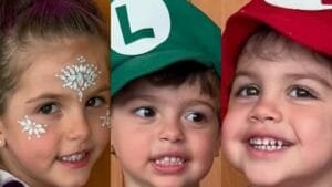 Bárbara Evans mostra os filhos fantasiados para o Carnaval